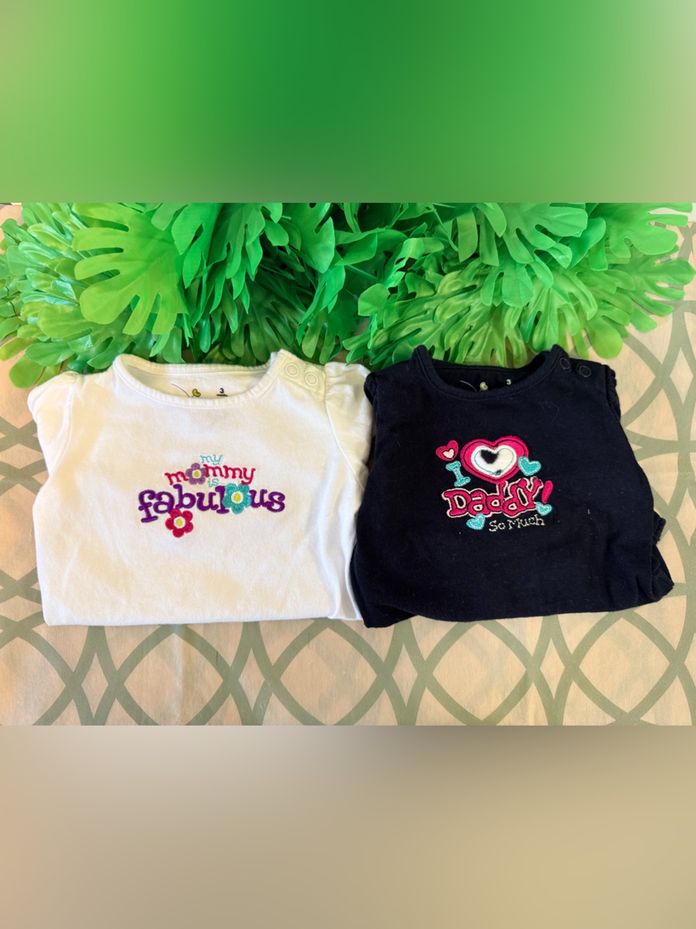 10/$25 • Jumping Beans Embroidered Cotton Long Sleeve Bodysuits